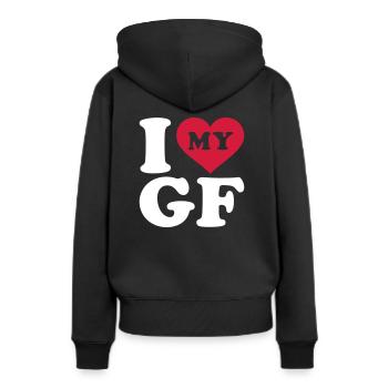 I love my girlfriend - Frauen Premium Bio Hoodie - Schwarz - Hinten - Julia (174cm)