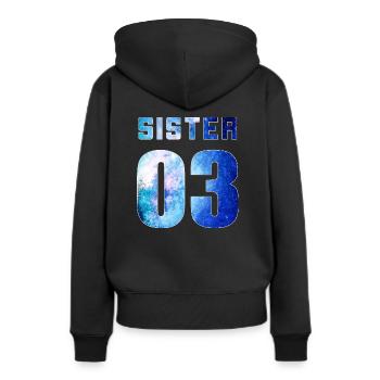 sister 01 sister 02 sister 03 Galaxy style - Frauen Premium Bio Hoodie - Schwarz - Hinten - Julia (174cm)