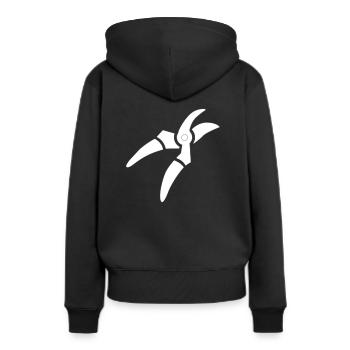 ciseaux - Sweat à capuche Premium bio Femme - noir - Dos - Julia (174cm)