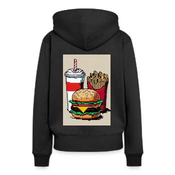 Burger Menu 8 Bit rétro Oldschool Gamer - Sweat à capuche Premium bio Femme - noir - Dos - Julia (174cm)