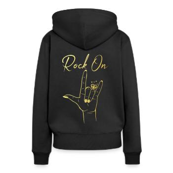 Rock On Bachelorette Party JGA - Frauen Premium Bio Hoodie - Schwarz - Hinten - Julia (174cm)