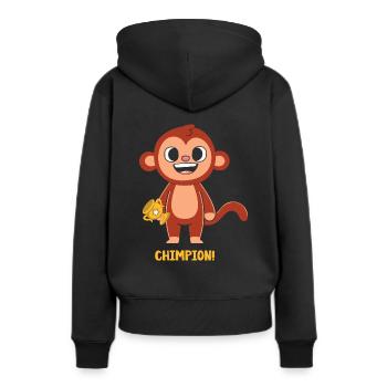 chimpion Chimpanse Funny Animal Puns - Frauen Premium Bio Hoodie - Schwarz - Hinten - Julia (174cm)