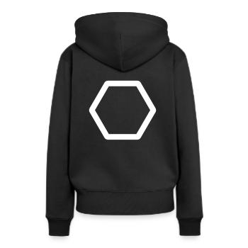 Hexagone - Sweat à capuche Premium bio Femme - noir - Dos - Julia (174cm)