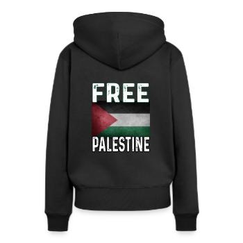 Free Gaza Free Palestine - Frauen Premium Bio Hoodie - Schwarz - Hinten - Julia (174cm)