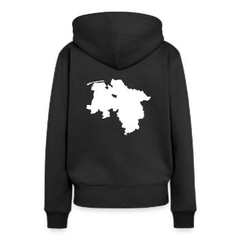 Niedersachsen - Frauen Premium Bio Hoodie - Schwarz - Hinten - Julia (174cm)