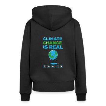 Chemise CO2 pour la protection du climat - Sweat à capuche Premium bio Femme - noir - Dos - Julia (174cm)