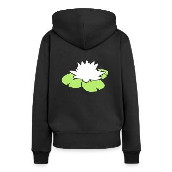 Seerose - Frauen Premium Bio Hoodie - Schwarz - Hinten - Julia (174cm)