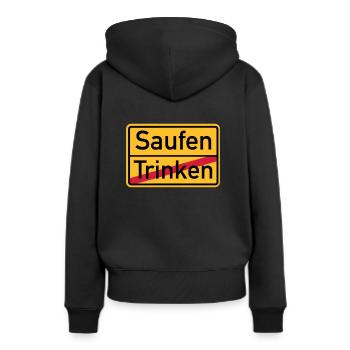 Saufen - Frauen Premium Bio Hoodie - Schwarz - Hinten - Julia (174cm)