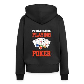 Je préfère jouer au poker - Sweat à capuche Premium bio Femme - noir - Dos - Julia (174cm)