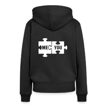 Puzzle - Frauen Premium Bio Hoodie - Schwarz - Hinten - Julia (174cm)