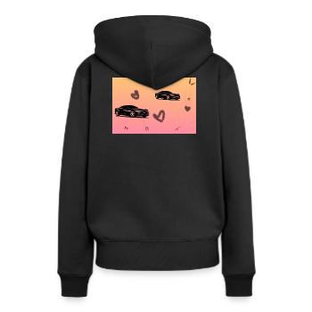 Auto - Frauen Premium Bio Hoodie - Schwarz - Hinten - Julia (174cm)