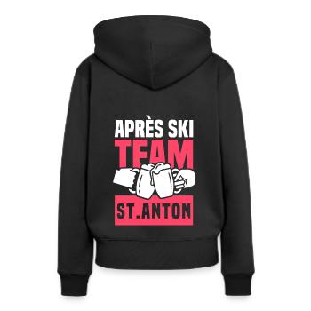 Apres Ski Team St. Anton - Ski fahren in Österreic - Frauen Premium Bio Hoodie - Schwarz - Hinten - Julia (174cm)