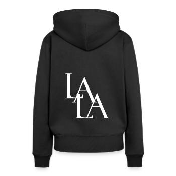 Mot Lala - Sweat à capuche Premium bio Femme - noir - Dos - Julia (174cm)