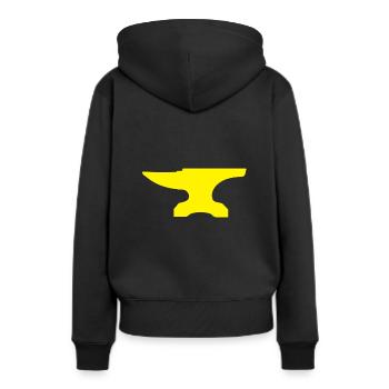 Amboss Gelb Yellow - Frauen Premium Bio Hoodie - Schwarz - Hinten - Julia (174cm)