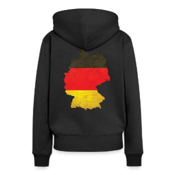 Allemagne - frontière nationale sous drapeau national - Sweat à capuche Premium bio Femme - noir - Dos - Julia (174cm)