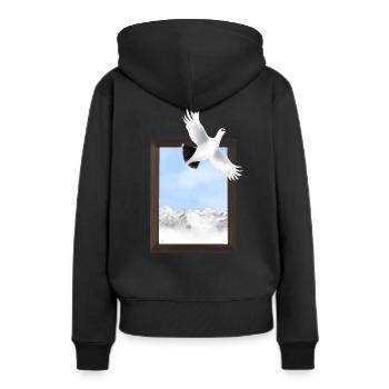 Meckern - Frauen Premium Bio Hoodie - Schwarz - Hinten - Julia (174cm)