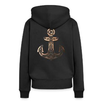 Ancre Viking - Cuivre Rétro - Sweat à capuche Premium bio Femme - noir - Dos - Julia (174cm)