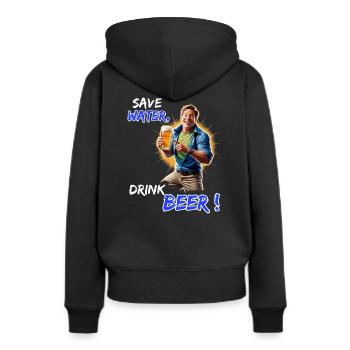 Économisez de l’eau, buvez de la bière - Tenue de fête amusante - Sweat à capuche Premium bio Femme - noir - Dos - Julia (174cm)