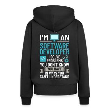Développeur de logiciels de développement de logiciels - Sweat à capuche Premium bio Femme - noir - Dos - Julia (174cm)