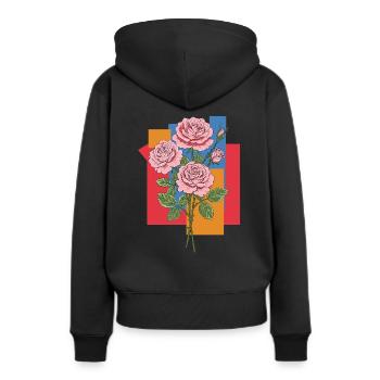 Rosen - Frauen Premium Bio Hoodie - Schwarz - Hinten - Julia (174cm)