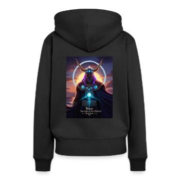 Wotan - Frauen Premium Bio Hoodie - Schwarz - Hinten - Julia (174cm)