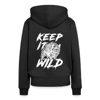 2reborn keep it wild wildschwein deer hunter jaege - Frauen Premium Bio Hoodie - Schwarz - Hinten - Julia (174cm)