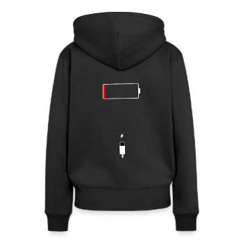 Akku leer - Akku laden - Akku aufladen - Frauen Premium Bio Hoodie - Schwarz - Hinten - Julia (174cm)