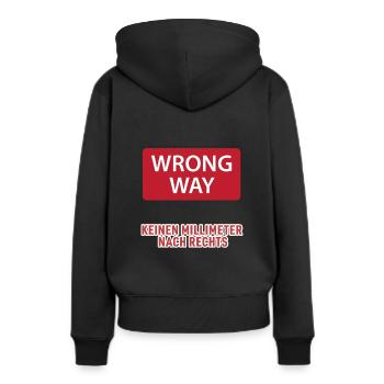 Keinen Millimeter nach Rechts! Demo Shirt - Frauen Premium Bio Hoodie - Schwarz - Hinten - Julia (174cm)
