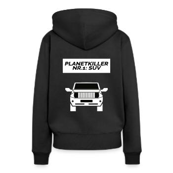 RIP Klima SUV Umweltverschmutzung Demo - Frauen Premium Bio Hoodie - Schwarz - Hinten - Julia (174cm)