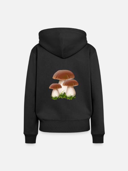 Champignons Porcini cueillette champignon cueilleur de champignons - Sweat à capuche Premium bio Femme - noir