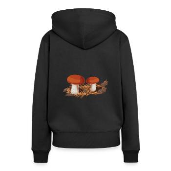 Champignons cueilleurs de champignons - Sweat à capuche Premium bio Femme - noir - Dos - Julia (174cm)
