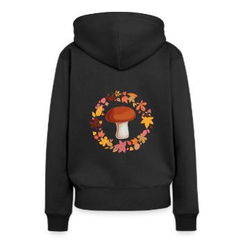 Champignons cueilleurs de champignons - Sweat à capuche Premium bio Femme - noir - Dos - Julia (174cm)