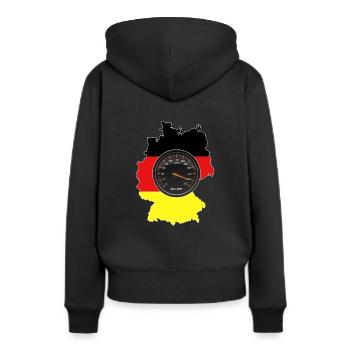 Kein Tempolimit auf deutschen Autobahnen - Frauen Premium Bio Hoodie - Schwarz - Hinten - Julia (174cm)