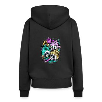 Cupcake Skulls. Dias de los Muertos. Tag der Toten - Frauen Premium Bio Hoodie - Schwarz - Hinten - Julia (174cm)