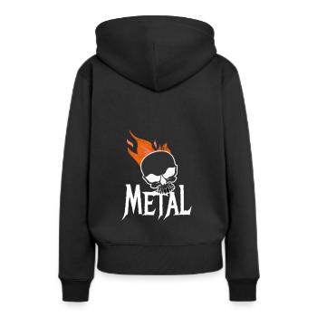 Heavy Metal Totenkops fire - Frauen Premium Bio Hoodie - Schwarz - Hinten - Julia (174cm)