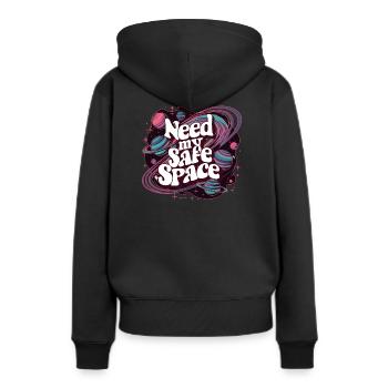 Ich brauche meinen sicheren Raum Freiraum - Frauen Premium Bio Hoodie - Schwarz - Hinten - Julia (174cm)