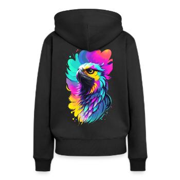 Aigle coloré dans le style splash art - Sweat à capuche Premium bio Femme - noir - Dos - Julia (174cm)