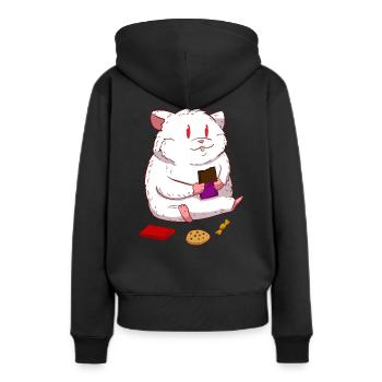 Hamster Schokolade Schoko Naschkatze - Frauen Premium Bio Hoodie - Schwarz - Hinten - Julia (174cm)