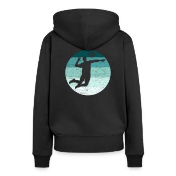 Volleyball Schmetterball Retro Männer Grunge - Frauen Premium Bio Hoodie - Schwarz - Hinten - Julia (174cm)