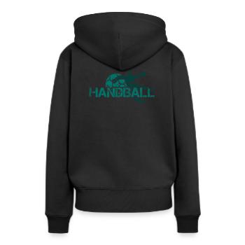 Handball Spieler Ball Torschuss - Frauen Premium Bio Hoodie - Schwarz - Hinten - Julia (174cm)