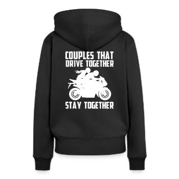 Les couples qui conduisent ensemble restent ensemble - Sweat à capuche Premium bio Femme - noir - Dos - Julia (174cm)