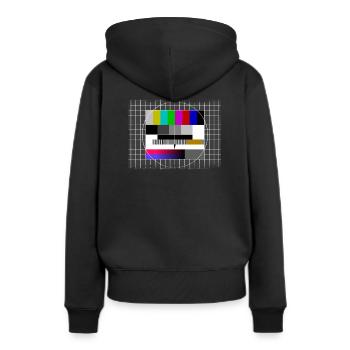 Testbild Envoyer Pause 80's 80's TV TV - Sweat à capuche Premium bio Femme - noir - Dos - Julia (174cm)