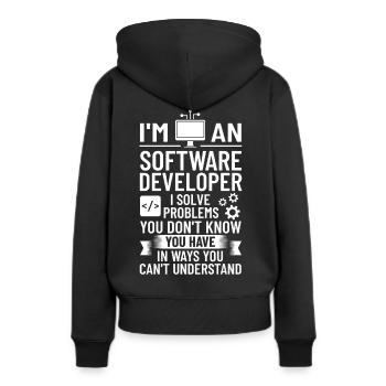 Développeur de logiciels de développement de logiciels - Sweat à capuche Premium bio Femme - noir - Dos - Julia (174cm)
