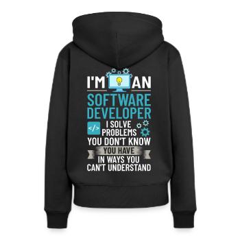 Développeur de logiciels de développement de logiciels - Sweat à capuche Premium bio Femme - noir - Dos - Julia (174cm)