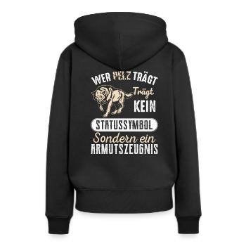 Pelz tragen ist ein Armutszeugnis - Frauen Premium Bio Hoodie - Schwarz - Hinten - Julia (174cm)