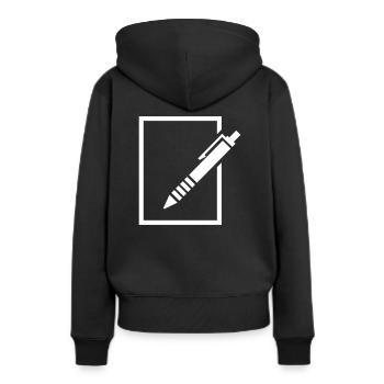 Stift - Frauen Premium Bio Hoodie - Schwarz - Hinten - Julia (174cm)