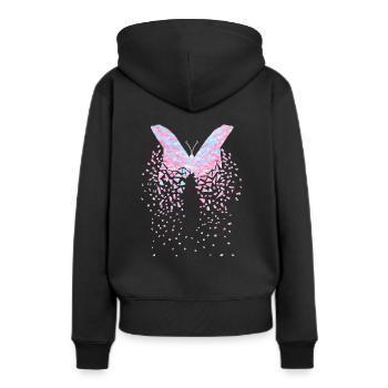 Pink butterfly with light blue - Women’s Premium Organic Hoodie - black - Back - Julia (174cm)