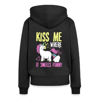 Licorne arc-en-ciel Unicorn Party T-shirt cadeau - Sweat à capuche Premium bio Femme - noir - Dos - Julia (174cm)