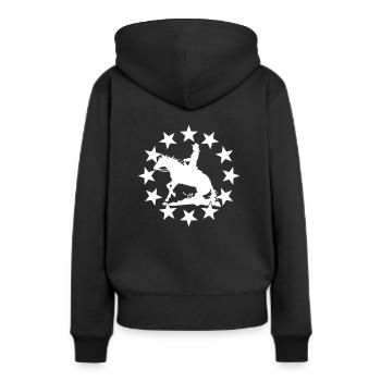 Western Lady Emblem - Frauen Premium Bio Hoodie - Schwarz - Hinten - Julia (174cm)