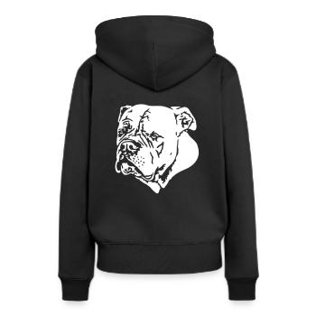 379 bouledogue blanc - Sweat à capuche Premium bio Femme - noir - Dos - Julia (174cm)